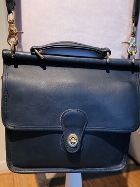 Coach Willis Leather Crossbody Satchel - Navy